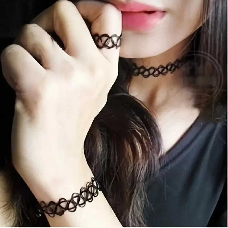 jewelry hollow tattoo weaving fishing line elastic mix necklace collar bracelet jewelry hollow tattoo weaving fishing line elastic mix necklace collar bracelet