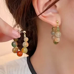 vintage elegant and vibrant colored agate bead drop earrings for women