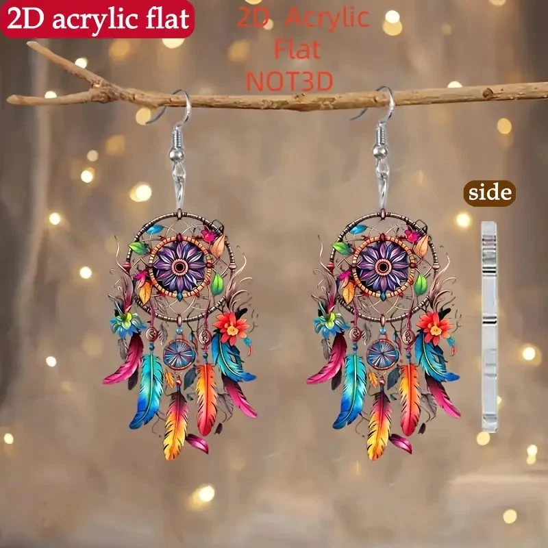 women's bohemian dreamcatcher like pendant earrings women's bohemian dreamcatcher like pendant earrings