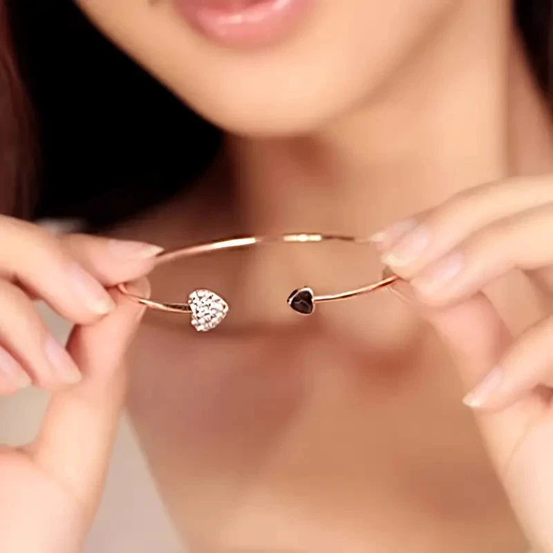 girls cuff bangle trendy rhinestone heart design girls cuff bangle trendy rhinestone heart design